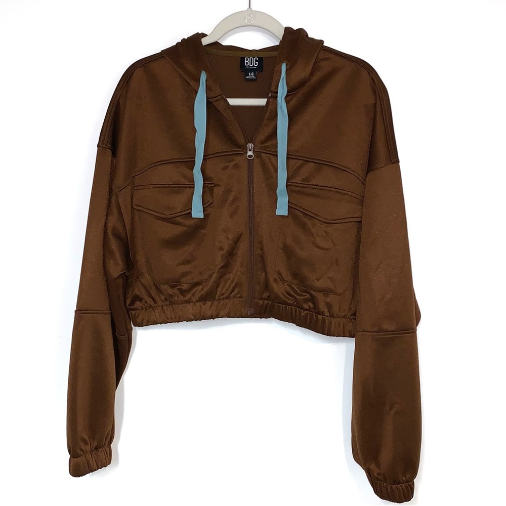 Urban Outfitters BDG Brown Crop Bomber Jacket Women’s Size Large